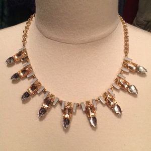 Light blue and peach gem stone necklace